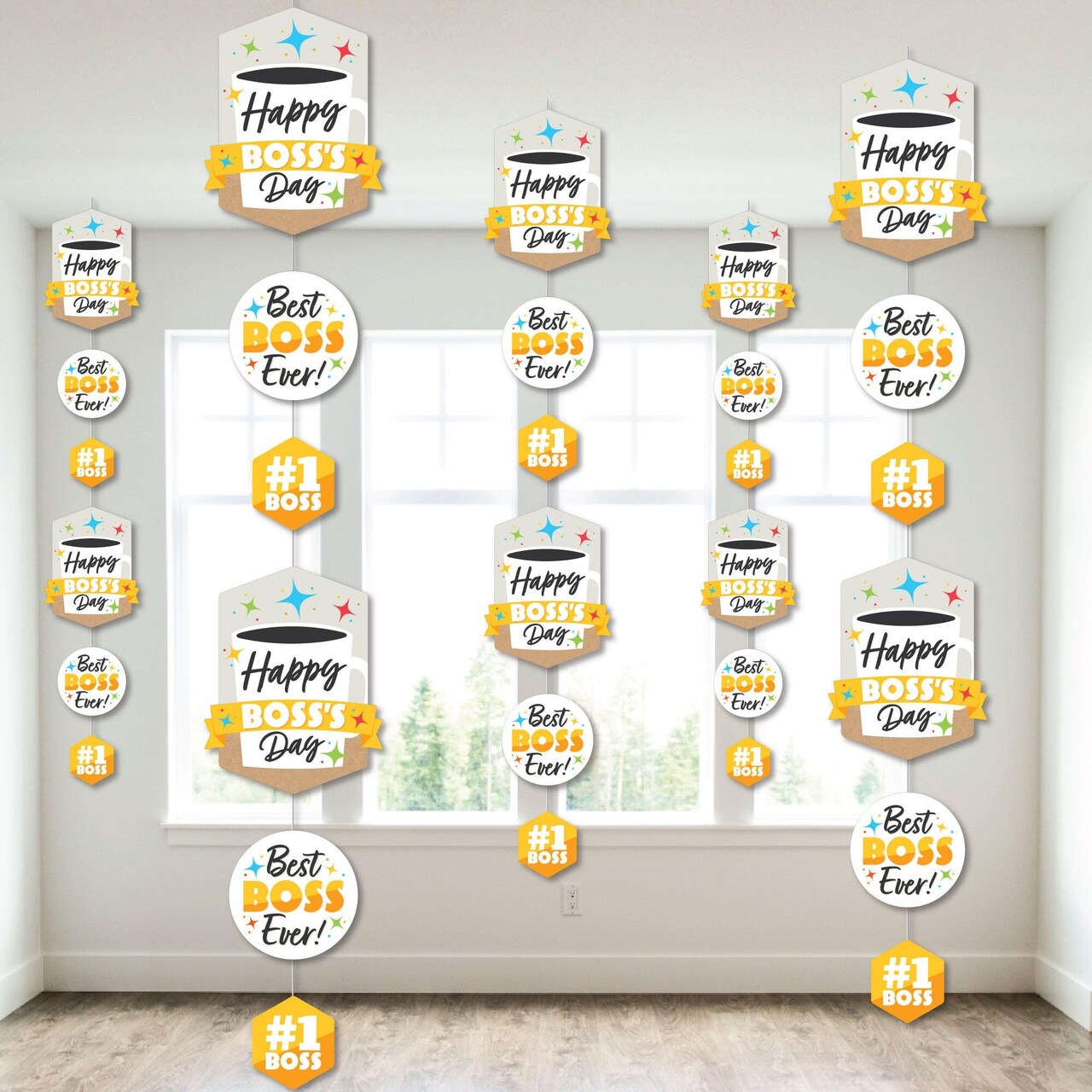 Big Dot of Happiness Happy Boss's Day - Best Boss Ever DIY Dangler Backdrop - Hanging Vertical Decorations - 30 Pieces